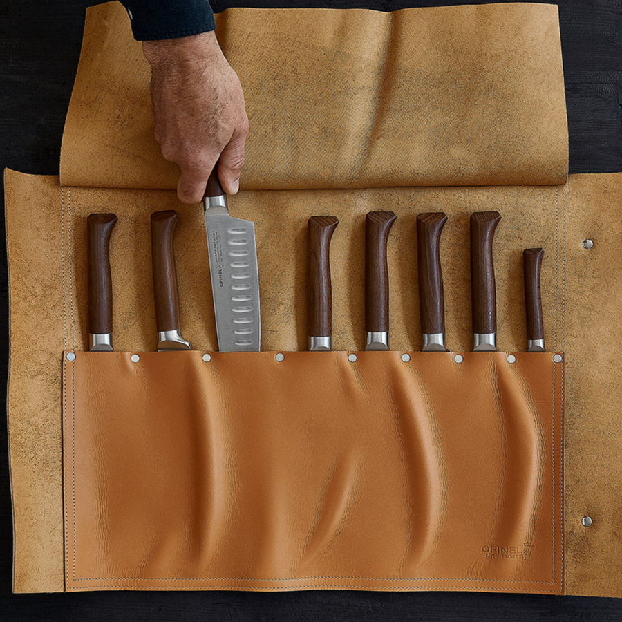 8-Slot Leather Chef Knife Carrier